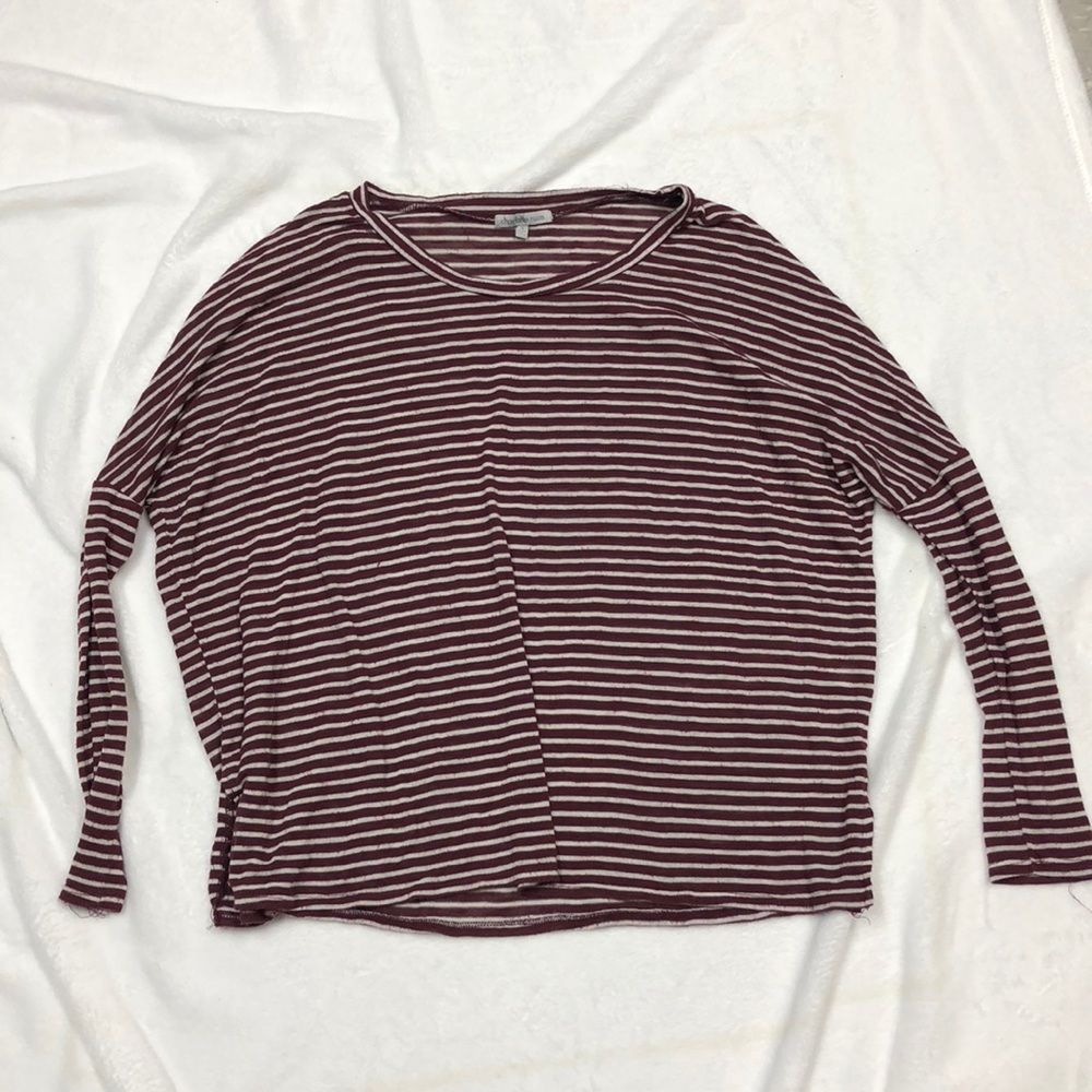 Maroon and white striped long sleeve
